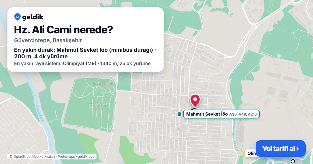 Where is Hz. Ali Cami: map with its location and the nearest stops, with walking times