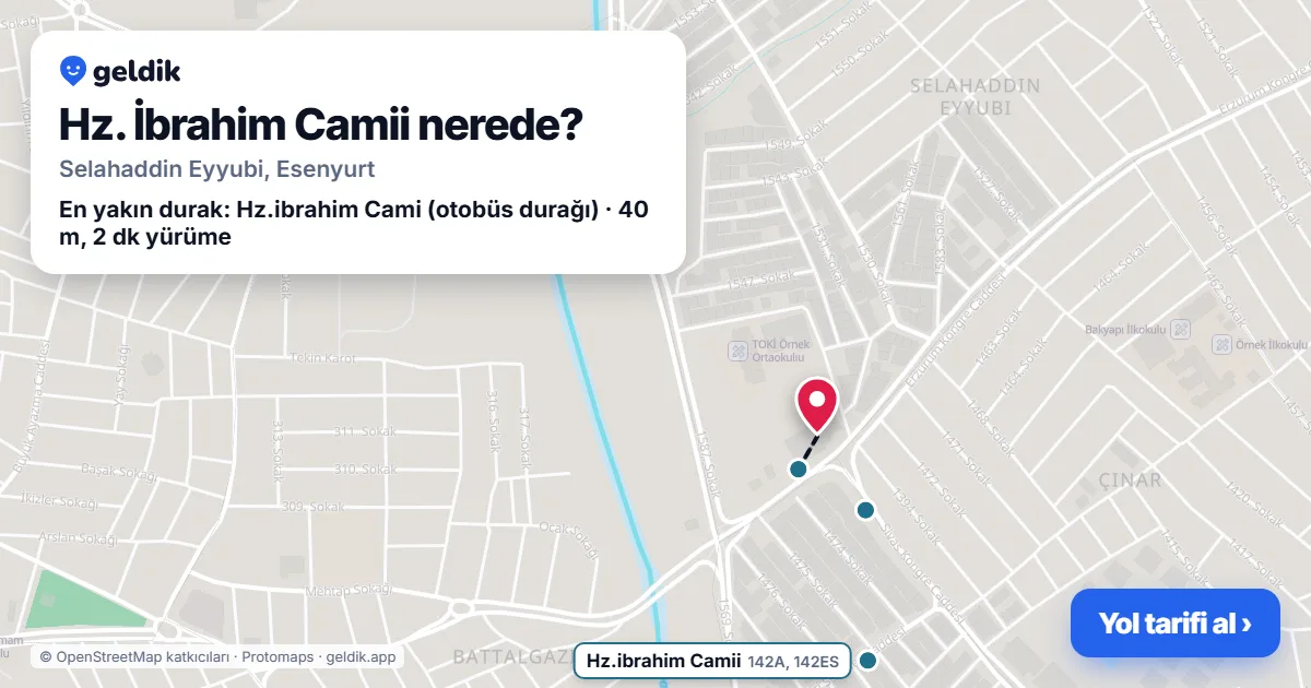 Hz. İbrahim Camii nerede: haritada konumu ve en yakın duraklar, yürüme süreleriyle