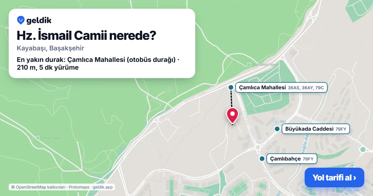 Where is Hz. İsmail Camii: map with its location and the nearest stops, with walking times