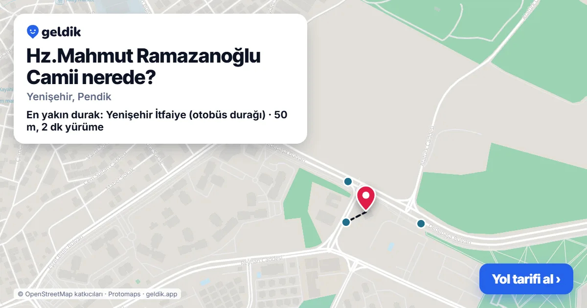 Where is Hz.Mahmut Ramazanoğlu Camii: map with its location and the nearest stops, with walking times
