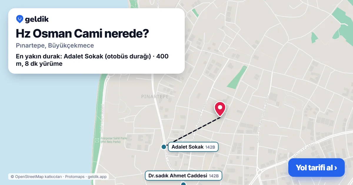 Where is Hz Osman Cami: map with its location and the nearest stops, with walking times