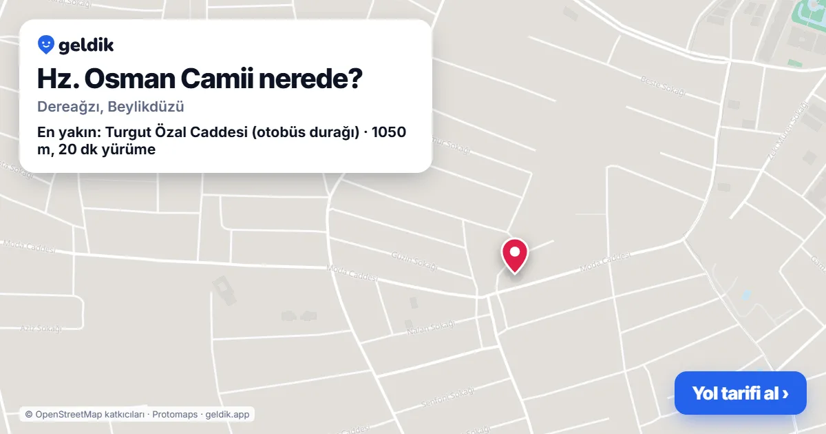 Where is Hz. Osman Camii: map with its location and the nearest stops, with walking times