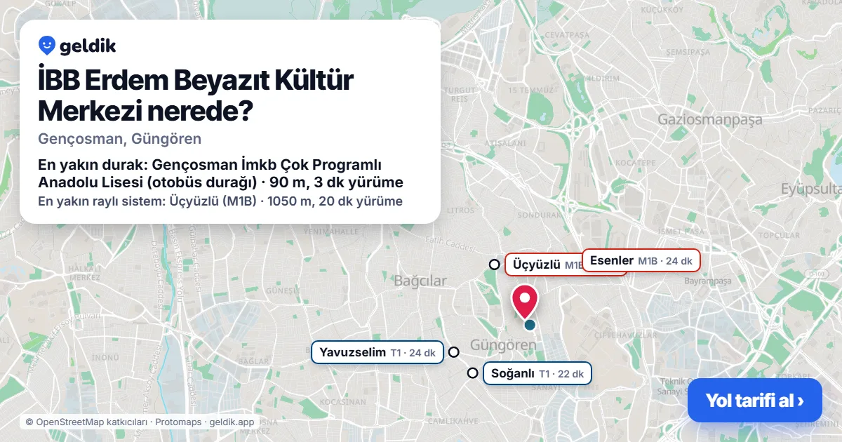 İBB Erdem Beyazıt Kültür Merkezi nerede: haritada konumu ve en yakın duraklar, yürüme süreleriyle