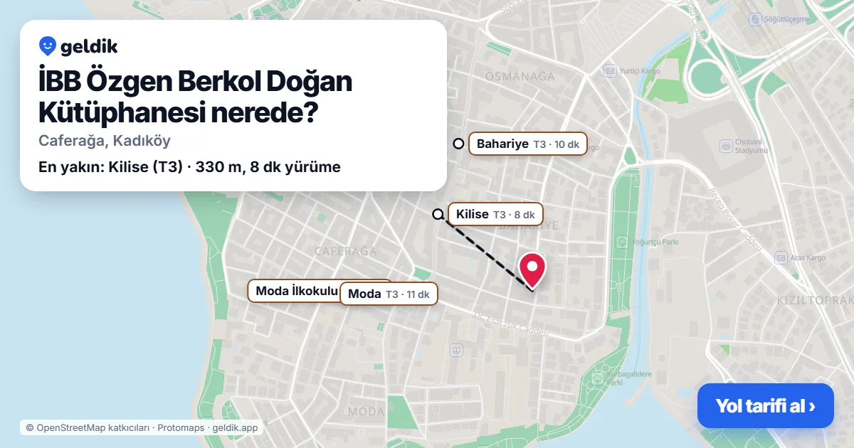 İBB Özgen Berkol Doğan Kütüphanesi nerede: haritada konumu ve en yakın duraklar, yürüme süreleriyle