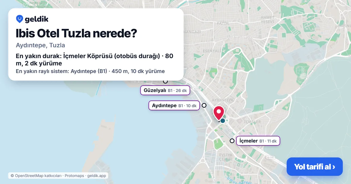 Where is Ibis Otel Tuzla: map with its location and the nearest stops, with walking times
