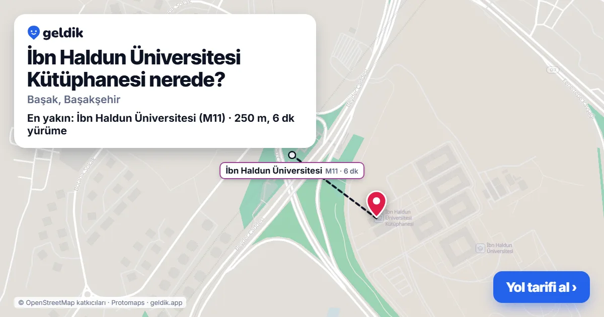 İbn Haldun Üniversitesi Kütüphanesi nerede: haritada konumu ve en yakın duraklar, yürüme süreleriyle