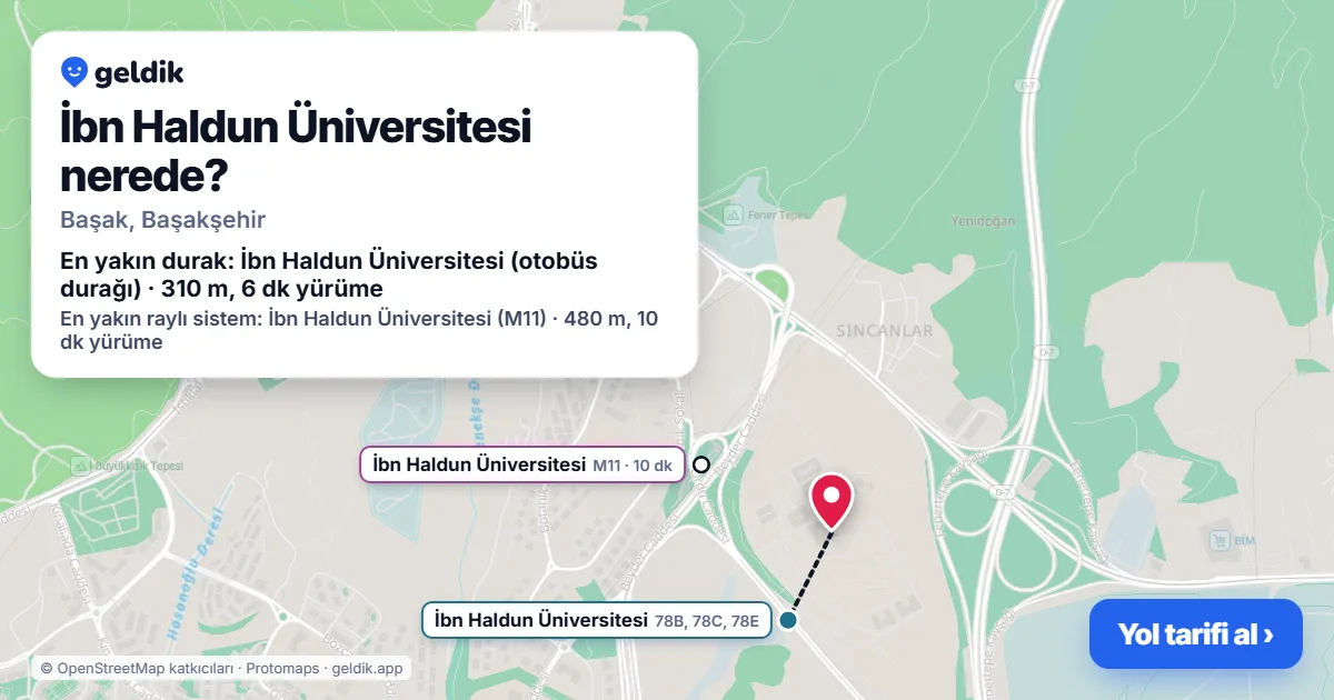 İbn Haldun Üniversitesi nerede: haritada konumu ve en yakın duraklar, yürüme süreleriyle