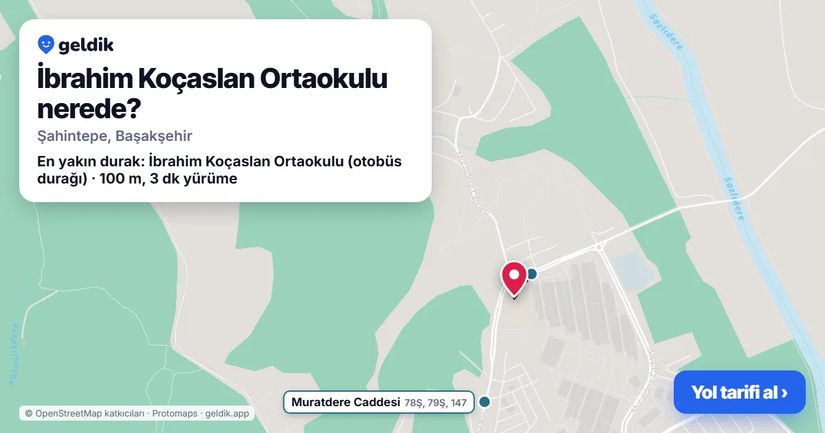 Where is İbrahim Koçaslan Ortaokulu: map with its location and the nearest stops, with walking times