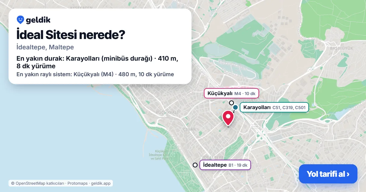 İdeal Sitesi nerede: haritada konumu ve en yakın duraklar, yürüme süreleriyle