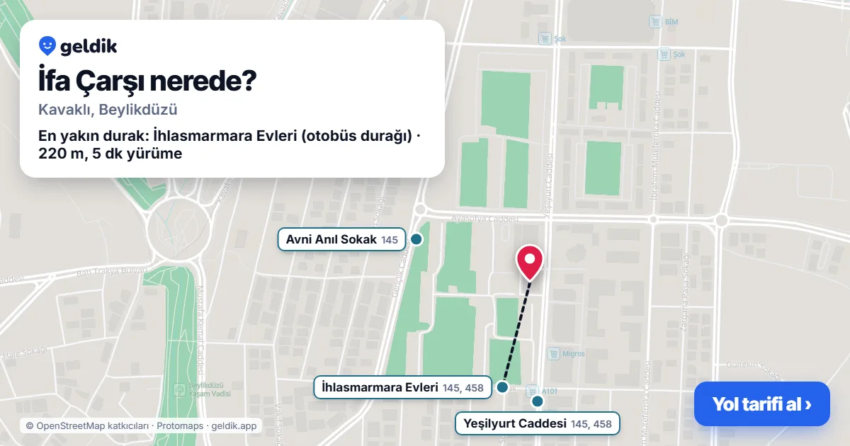 İfa Çarşı nerede: haritada konumu ve en yakın duraklar, yürüme süreleriyle
