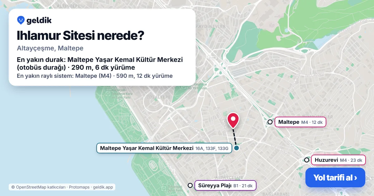 Ihlamur Sitesi nerede: haritada konumu ve en yakın duraklar, yürüme süreleriyle