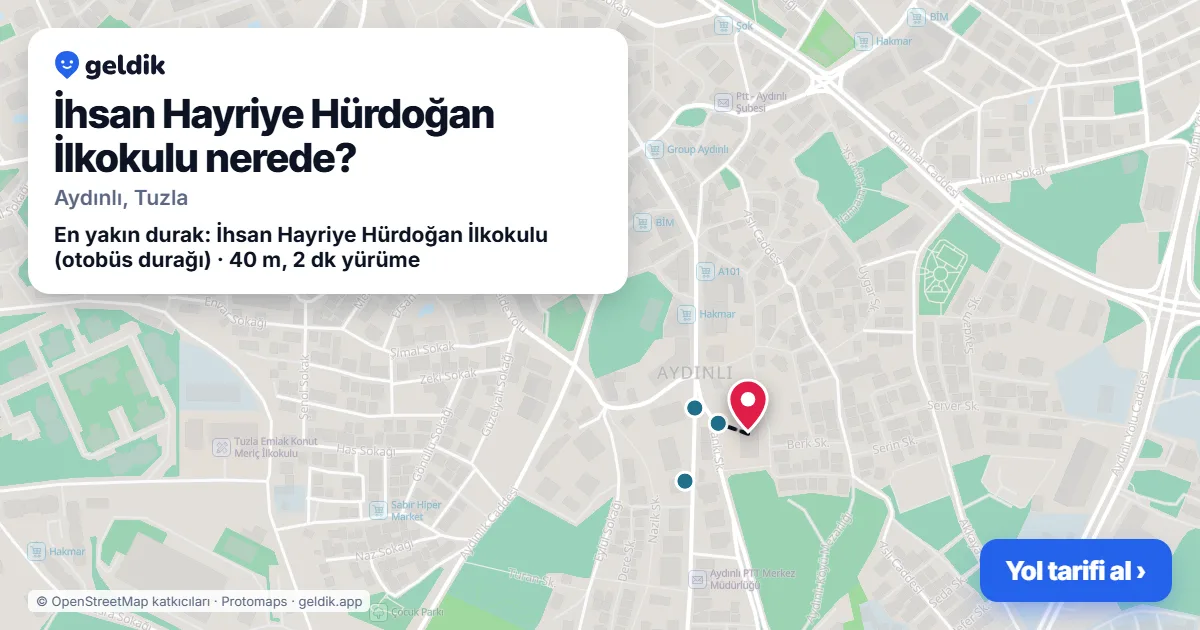 İhsan Hayriye Hürdoğan İlkokulu nerede: haritada konumu ve en yakın duraklar, yürüme süreleriyle