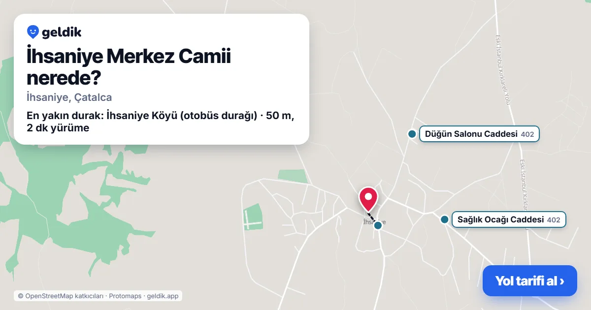 İhsaniye Merkez Camii nerede: haritada konumu ve en yakın duraklar, yürüme süreleriyle