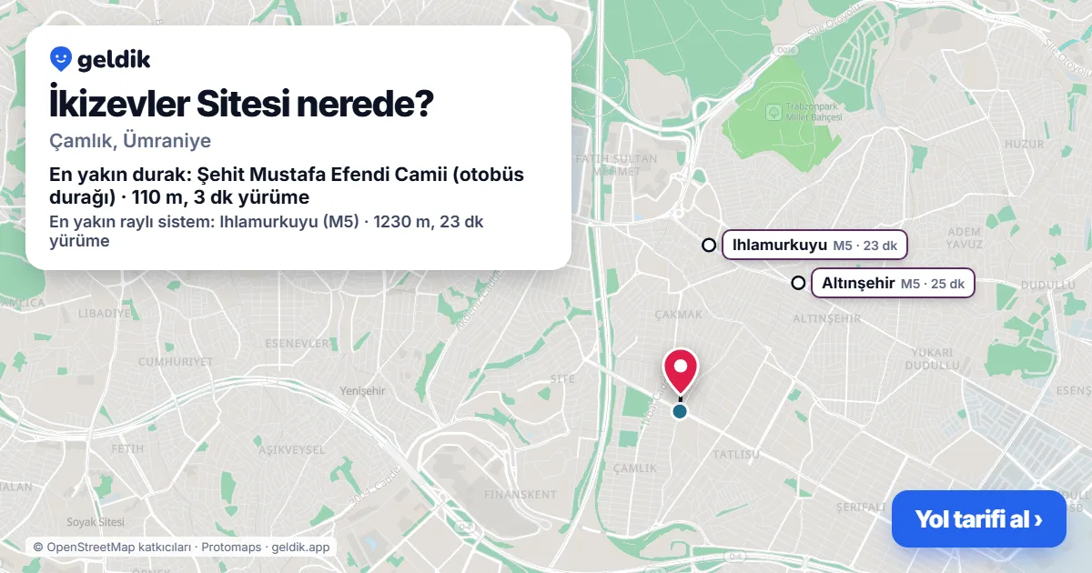 İkizevler Sitesi nerede: haritada konumu ve en yakın duraklar, yürüme süreleriyle
