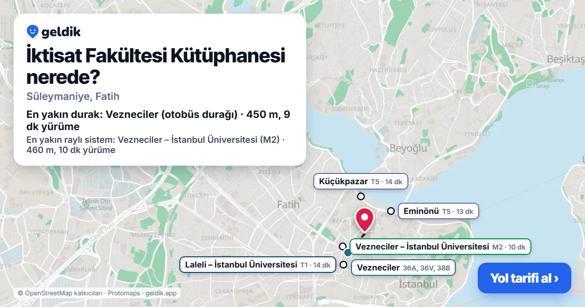 İktisat Fakültesi Kütüphanesi nerede: haritada konumu ve en yakın duraklar, yürüme süreleriyle