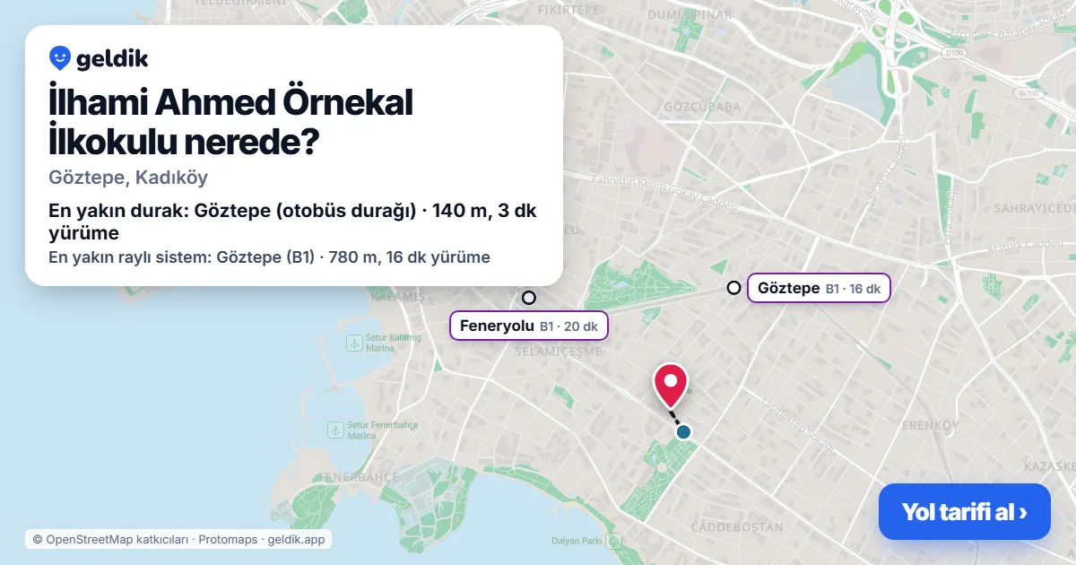 Where is İlhami Ahmed Örnekal İlkokulu: map with its location and the nearest stops, with walking times