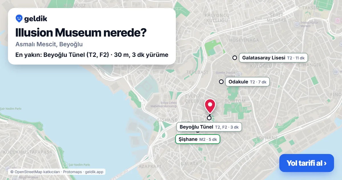 Where is Illusion Museum: map with its location and the nearest stops, with walking times