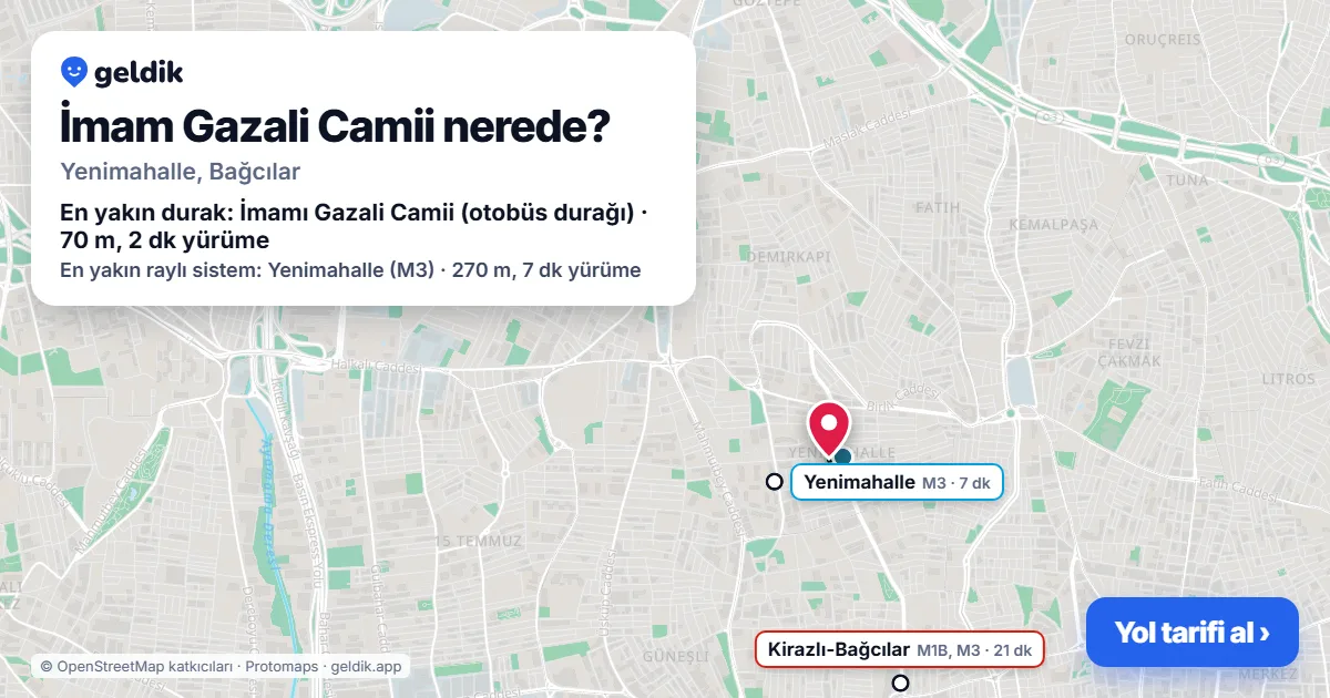 İmam Gazali Camii nerede: haritada konumu ve en yakın duraklar, yürüme süreleriyle