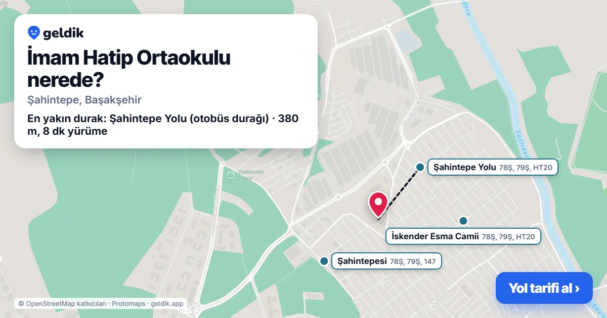 İmam Hatip Ortaokulu nerede: haritada konumu ve en yakın duraklar, yürüme süreleriyle