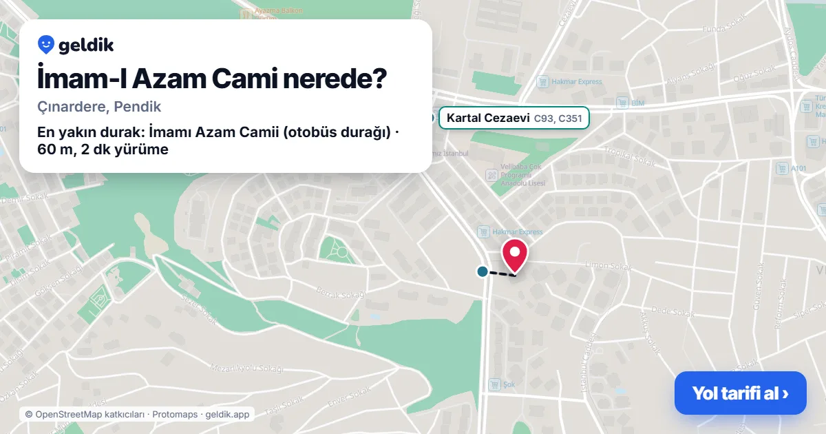 İmam-I Azam Cami nerede: haritada konumu ve en yakın duraklar, yürüme süreleriyle