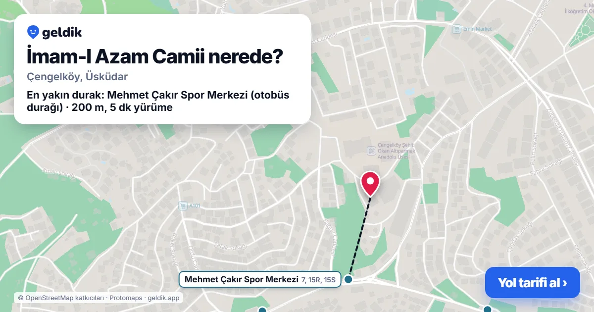 İmam-I Azam Camii nerede: haritada konumu ve en yakın duraklar, yürüme süreleriyle
