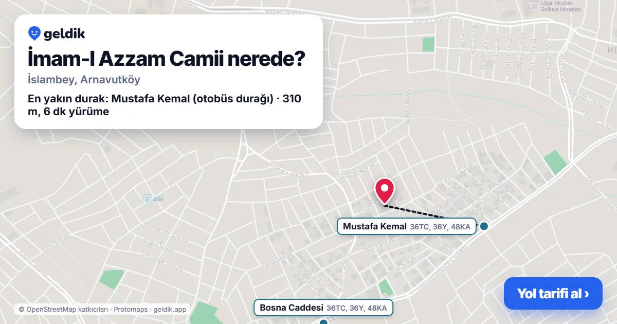 İmam-I Azzam Camii nerede: haritada konumu ve en yakın duraklar, yürüme süreleriyle