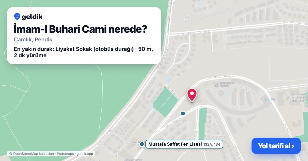 Where is İmam-I Buhari Cami: map with its location and the nearest stops, with walking times