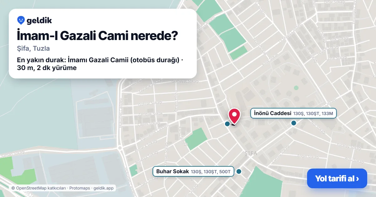 Where is İmam-I Gazali Cami: map with its location and the nearest stops, with walking times