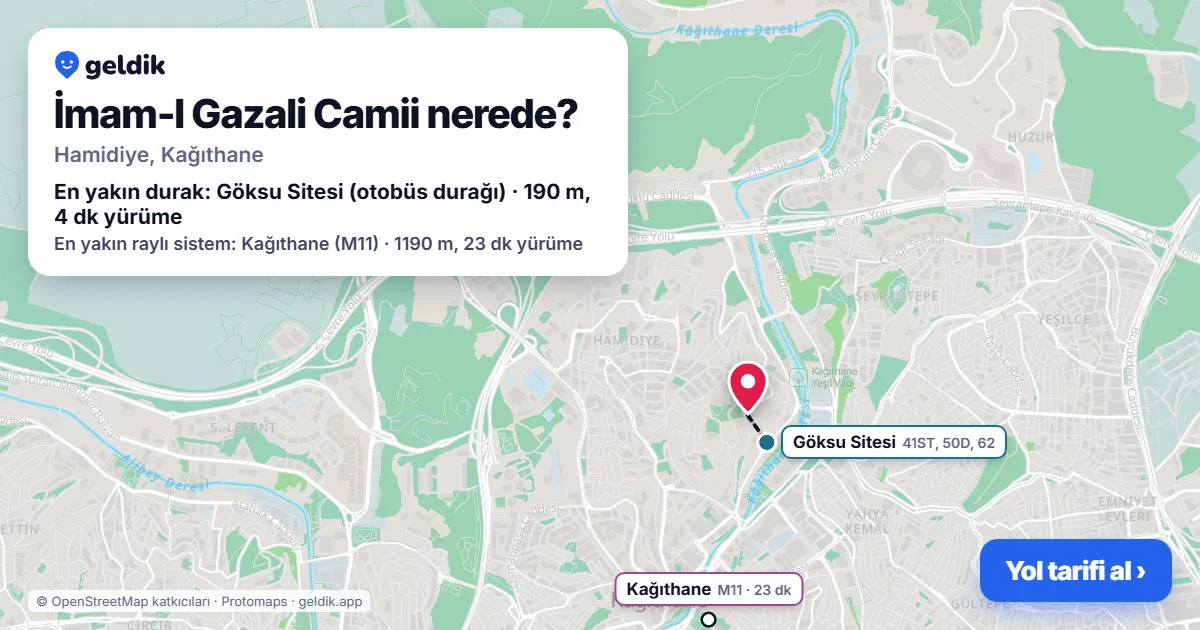 Where is İmam-I Gazali Camii: map with its location and the nearest stops, with walking times
