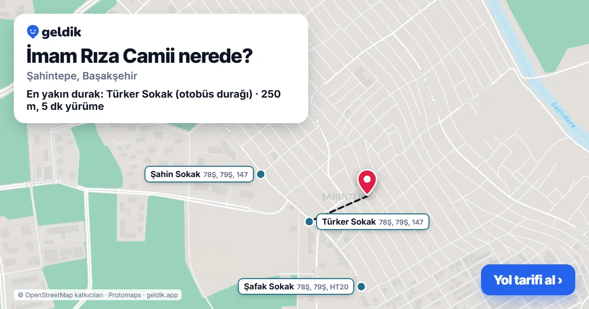 İmam Rıza Camii nerede: haritada konumu ve en yakın duraklar, yürüme süreleriyle