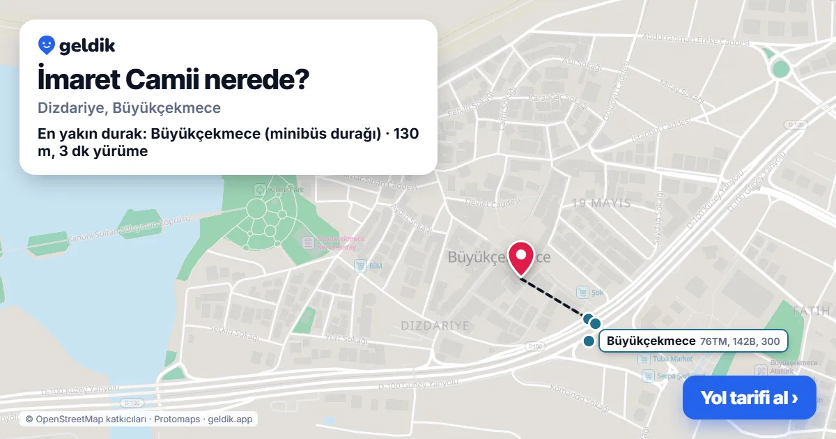 İmaret Camii nerede: haritada konumu ve en yakın duraklar, yürüme süreleriyle