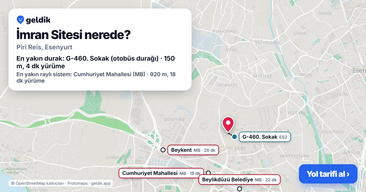 İmran Sitesi nerede: haritada konumu ve en yakın duraklar, yürüme süreleriyle