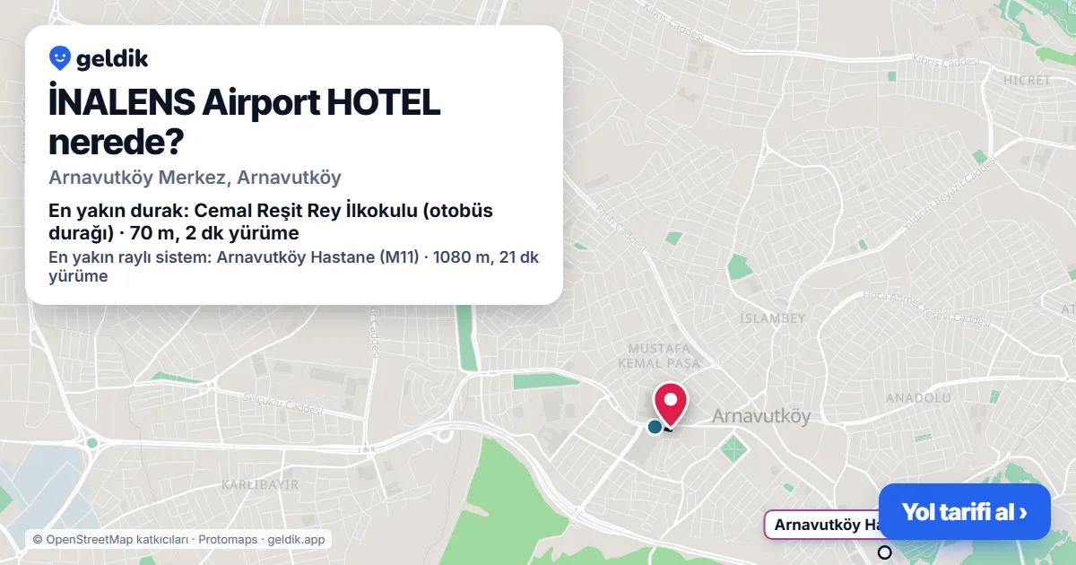 İNALENS Airport HOTEL nerede: haritada konumu ve en yakın duraklar, yürüme süreleriyle