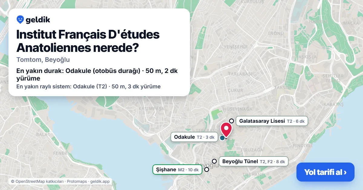 Institut Français D'études Anatoliennes nerede: haritada konumu ve en yakın duraklar, yürüme süreleriyle