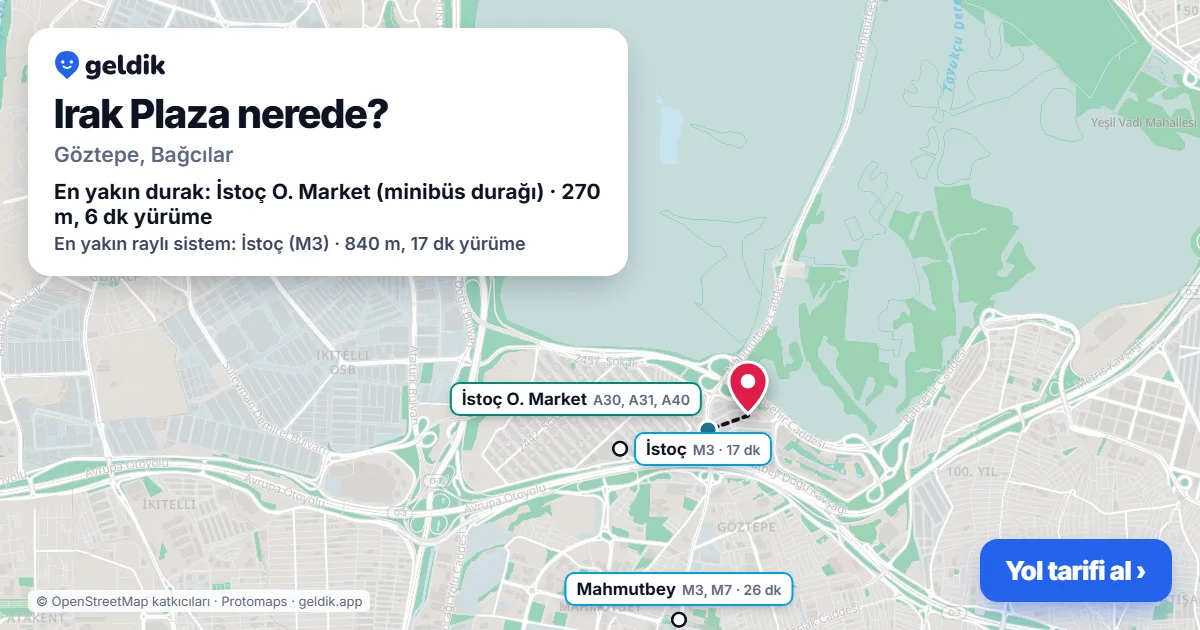 Where is Irak Plaza: map with its location and the nearest stops, with walking times