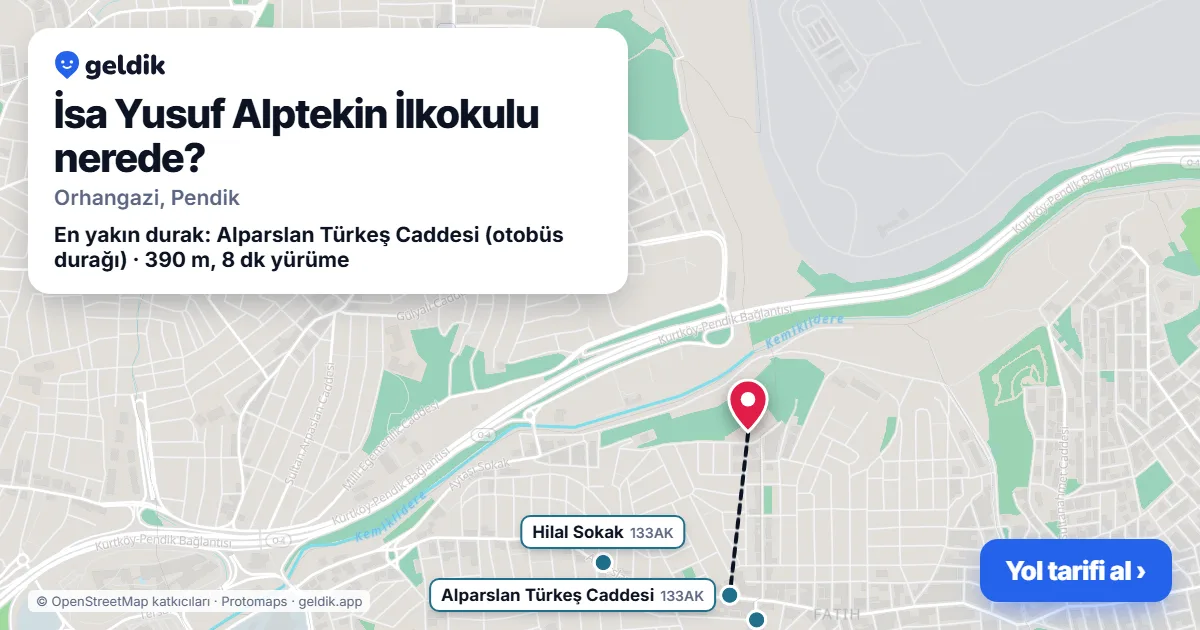 İsa Yusuf Alptekin İlkokulu nerede: haritada konumu ve en yakın duraklar, yürüme süreleriyle