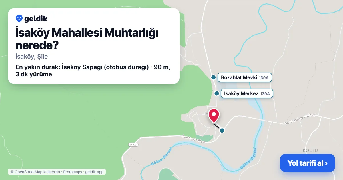 Where is İsaköy Mahallesi Muhtarlığı: map with its location and the nearest stops, with walking times