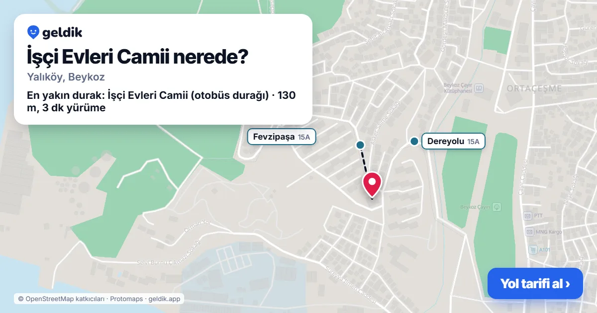 İşçi Evleri Camii nerede: haritada konumu ve en yakın duraklar, yürüme süreleriyle