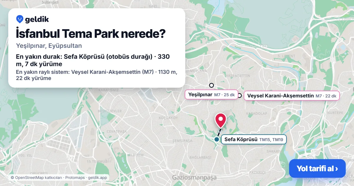 İsfanbul Tema Park nerede: haritada konumu ve en yakın duraklar, yürüme süreleriyle