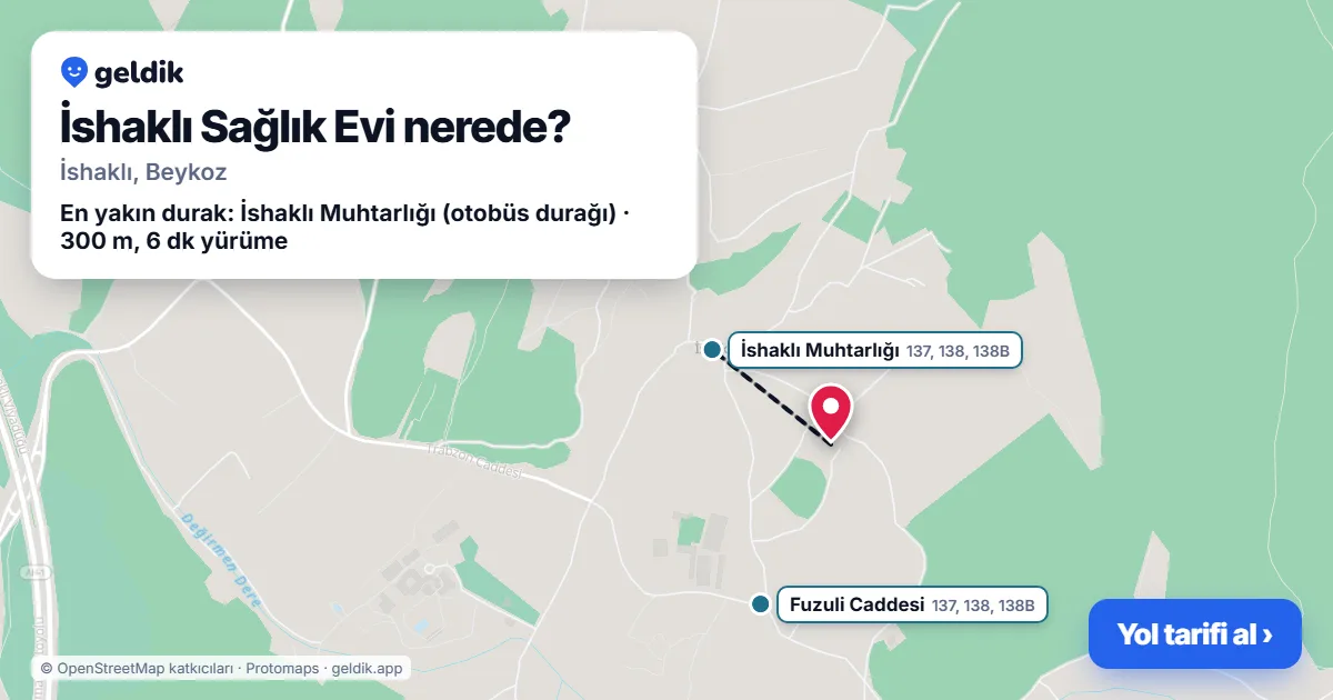 İshaklı Sağlık Evi nerede: haritada konumu ve en yakın duraklar, yürüme süreleriyle