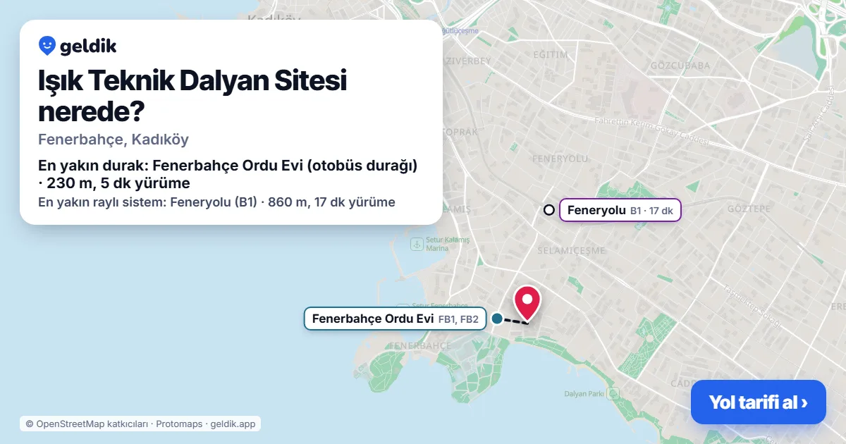 Işık Teknik Dalyan Sitesi nerede: haritada konumu ve en yakın duraklar, yürüme süreleriyle