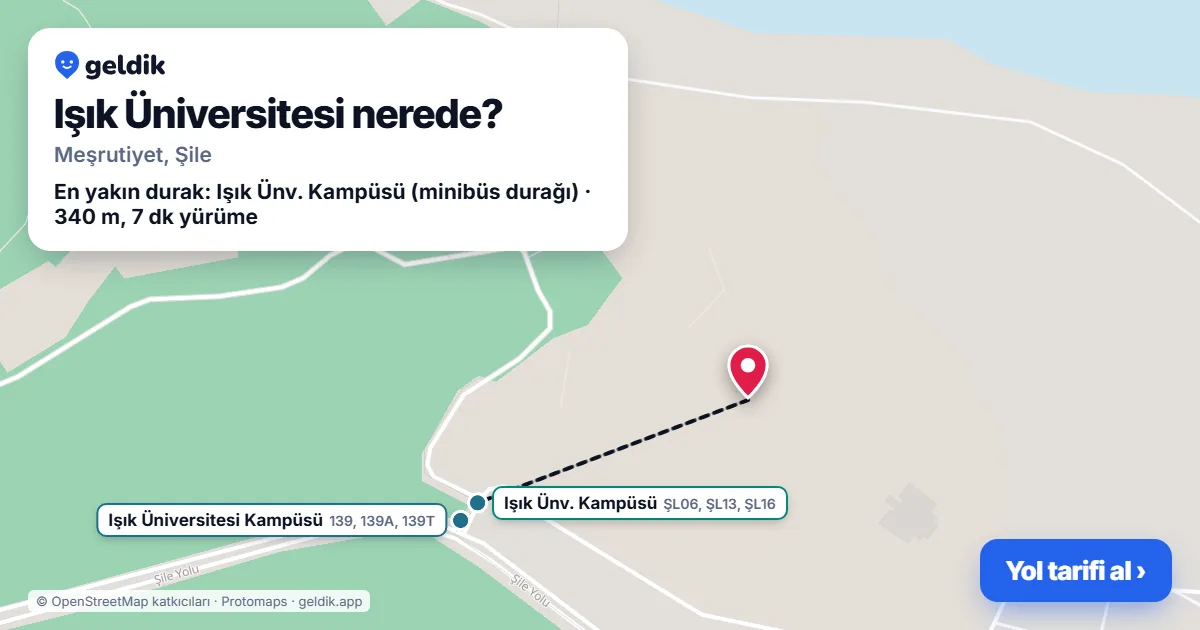 Işık Üniversitesi nerede: haritada konumu ve en yakın duraklar, yürüme süreleriyle