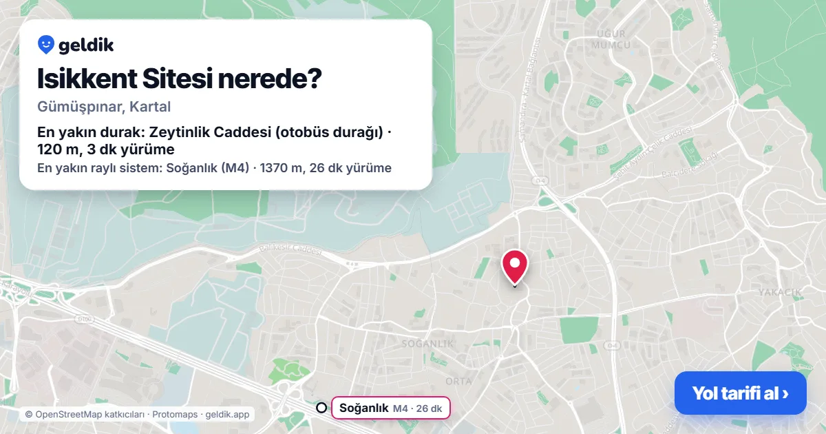 Where is Isikkent Sitesi: map with its location and the nearest stops, with walking times