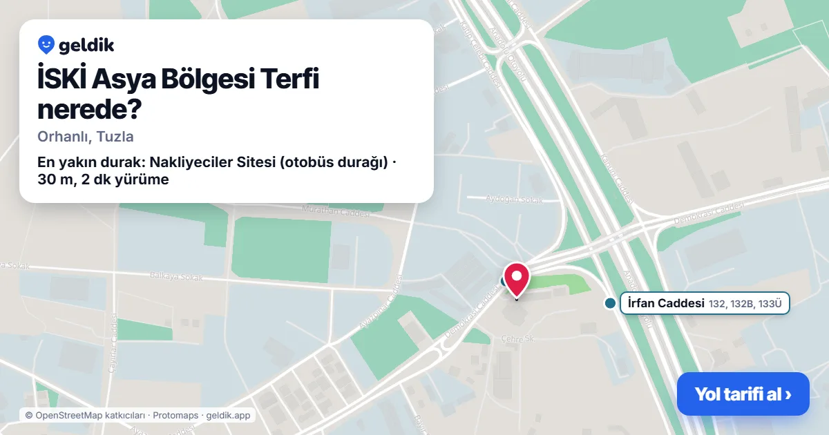 İSKİ Asya Bölgesi Terfi nerede: haritada konumu ve en yakın duraklar, yürüme süreleriyle