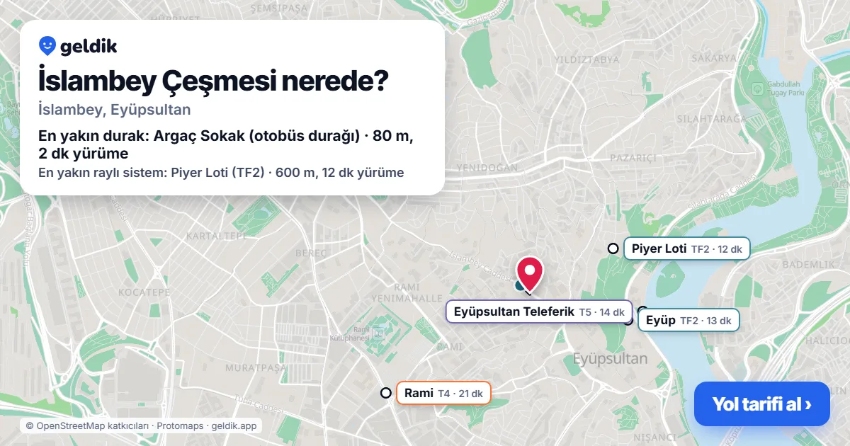 Where is İslambey Çeşmesi: map with its location and the nearest stops, with walking times