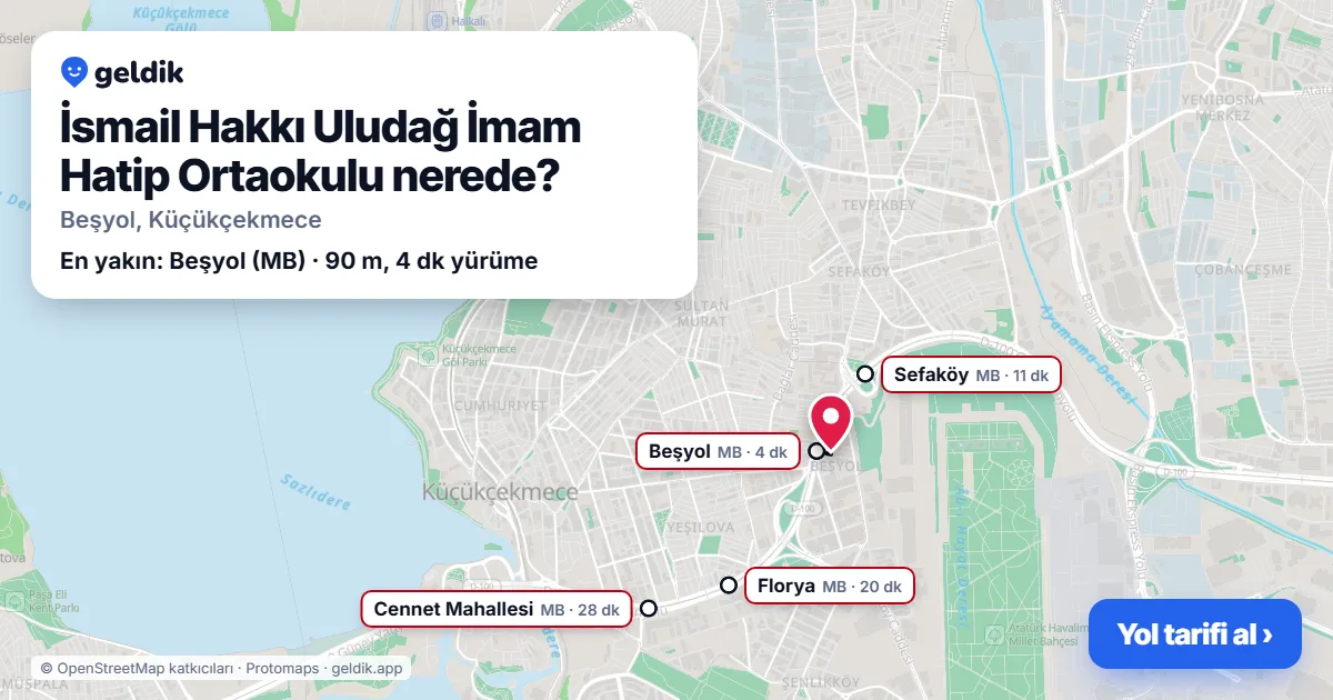 Where is İsmail Hakkı Uludağ İmam Hatip Ortaokulu: map with its location and the nearest stops, with walking times