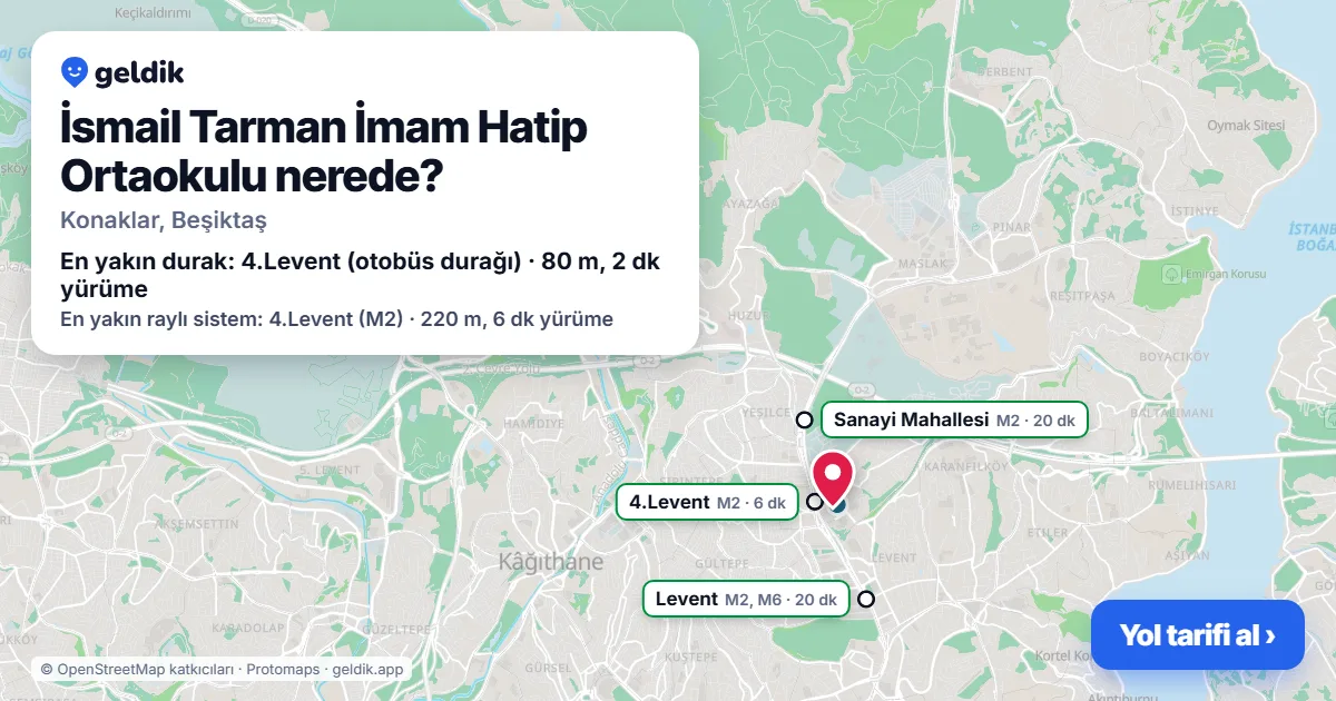 İsmail Tarman İmam Hatip Ortaokulu nerede: haritada konumu ve en yakın duraklar, yürüme süreleriyle