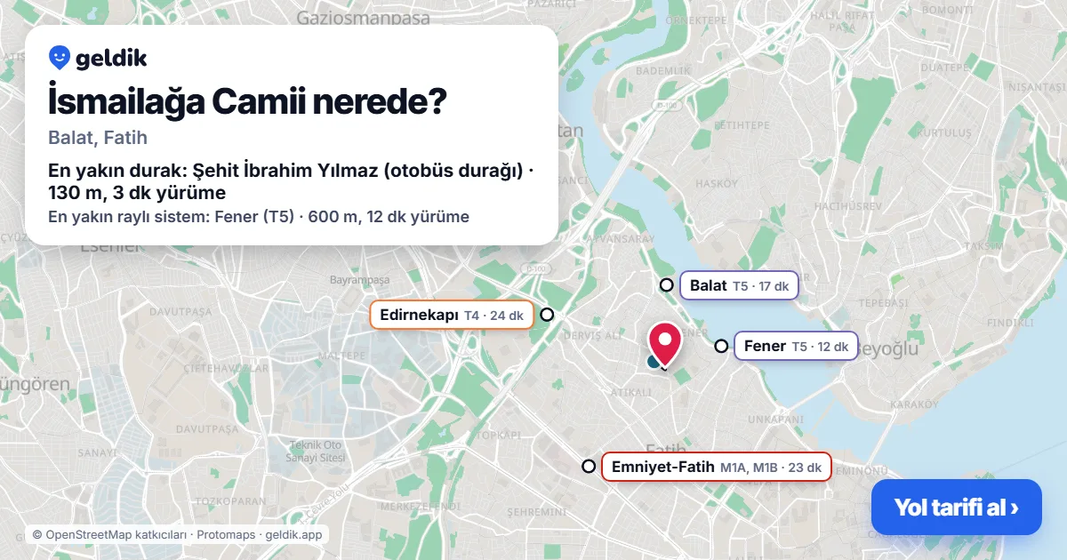 Where is İsmailağa Camii: map with its location and the nearest stops, with walking times