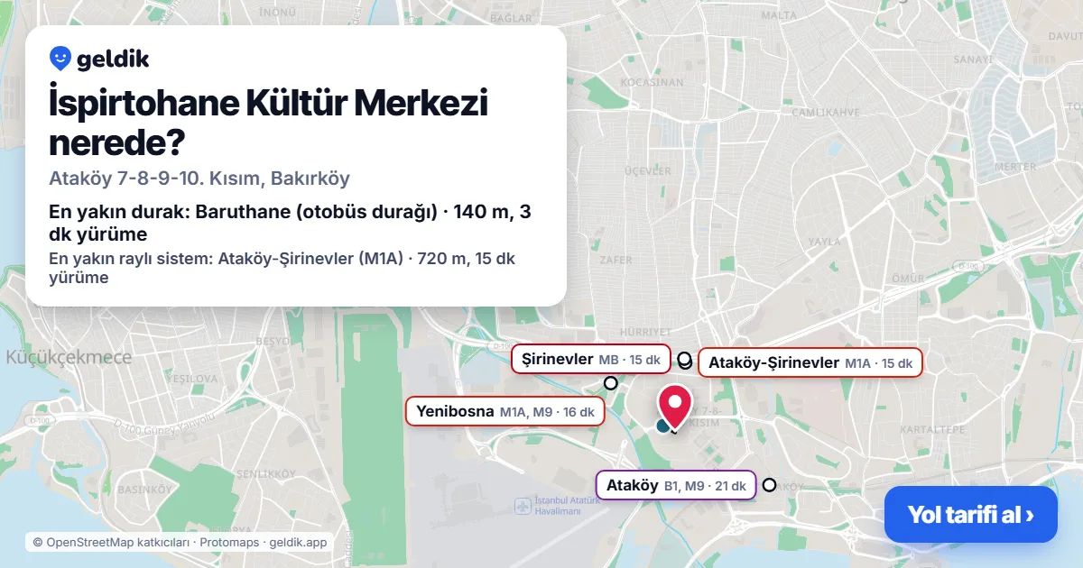 Where is İspirtohane Kültür Merkezi: map with its location and the nearest stops, with walking times