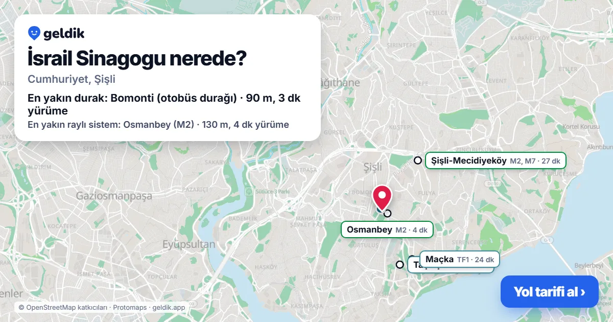 Where is İsrail Sinagogu: map with its location and the nearest stops, with walking times